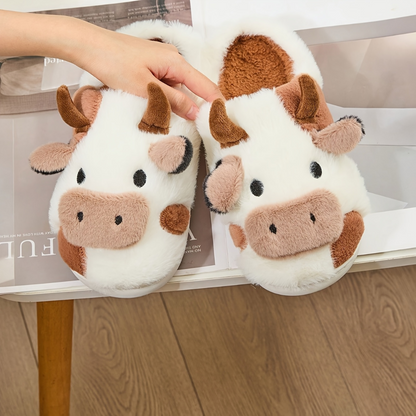 Women's Orthopedic Cow Plush Animal Slippers