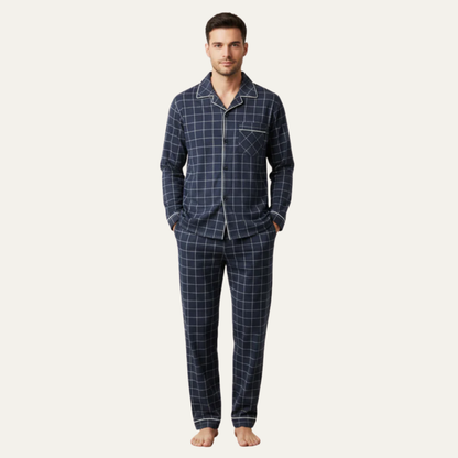 Men’s Window Pane Pattern Pajama Set