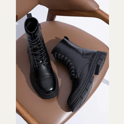 Men’s Cap Toe Combat Boots with Side Zipper