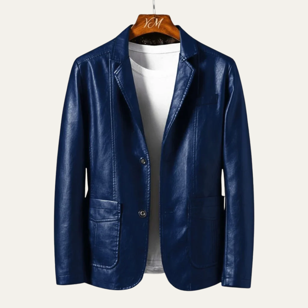 Men’s Sleek Leather-Look Blazer