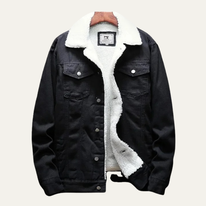 Men’s Winter Shearling Lined Denim Trucker Jacket