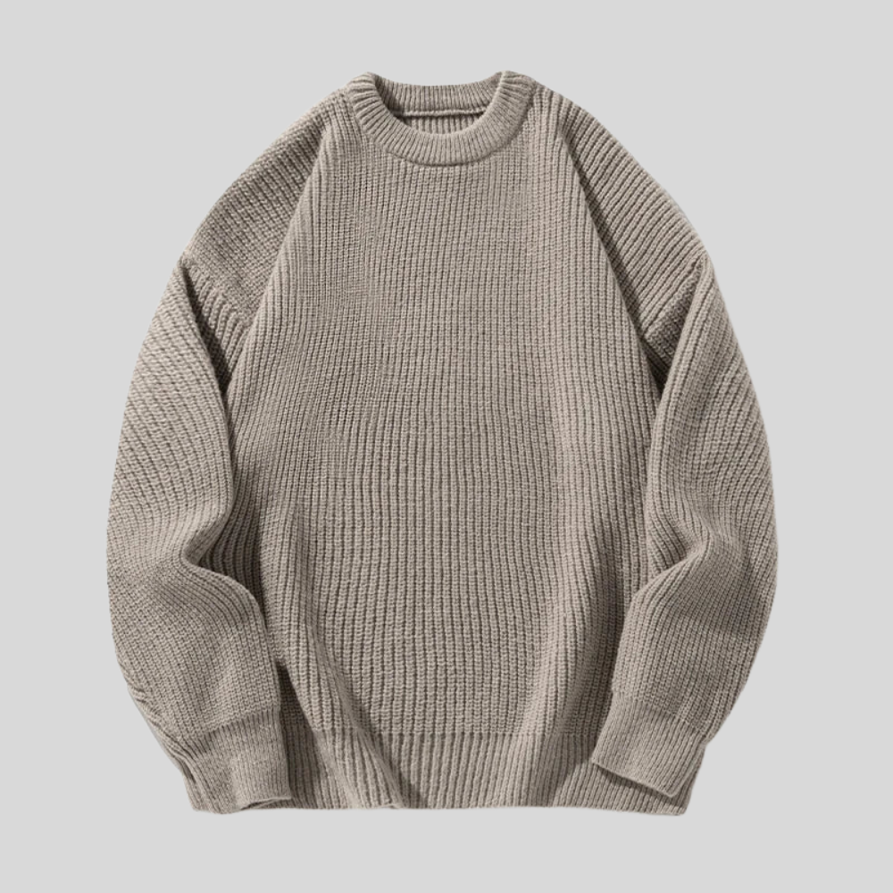 Men’s Relaxed Fit Heavy Rib Knit Crew Neck Sweater