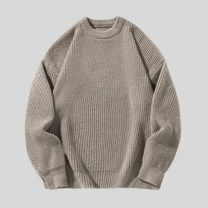 Men’s Relaxed Fit Heavy Rib Knit Crew Neck Sweater