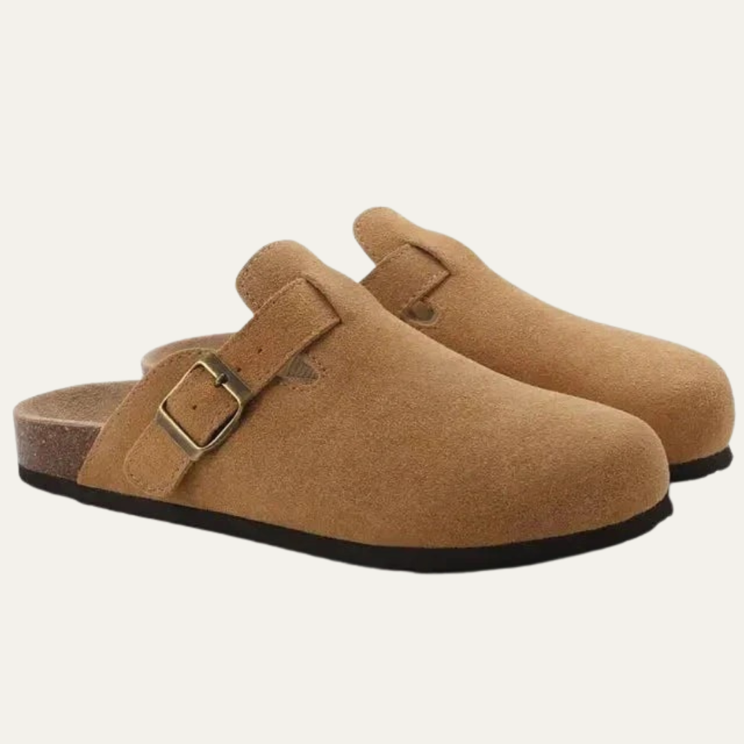 Men’s Buckled Cork Footbed Mule Clogs