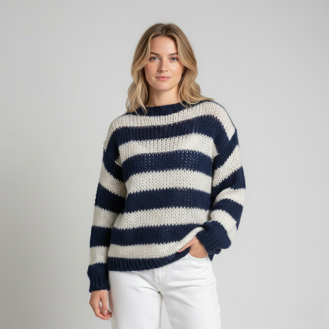 Linde | Ladies Classic Stripe Pullover Sweater - BritishElegance