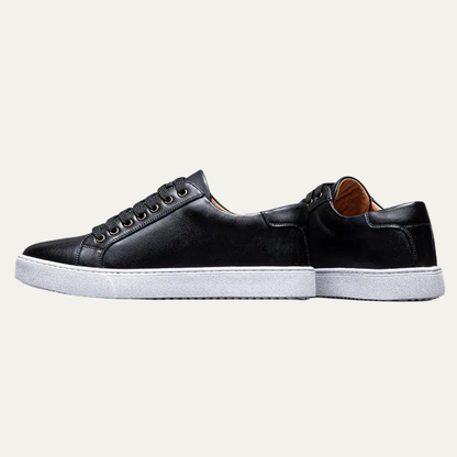 Men’s Leather Low Top Sneakers with Thick Cupsole
