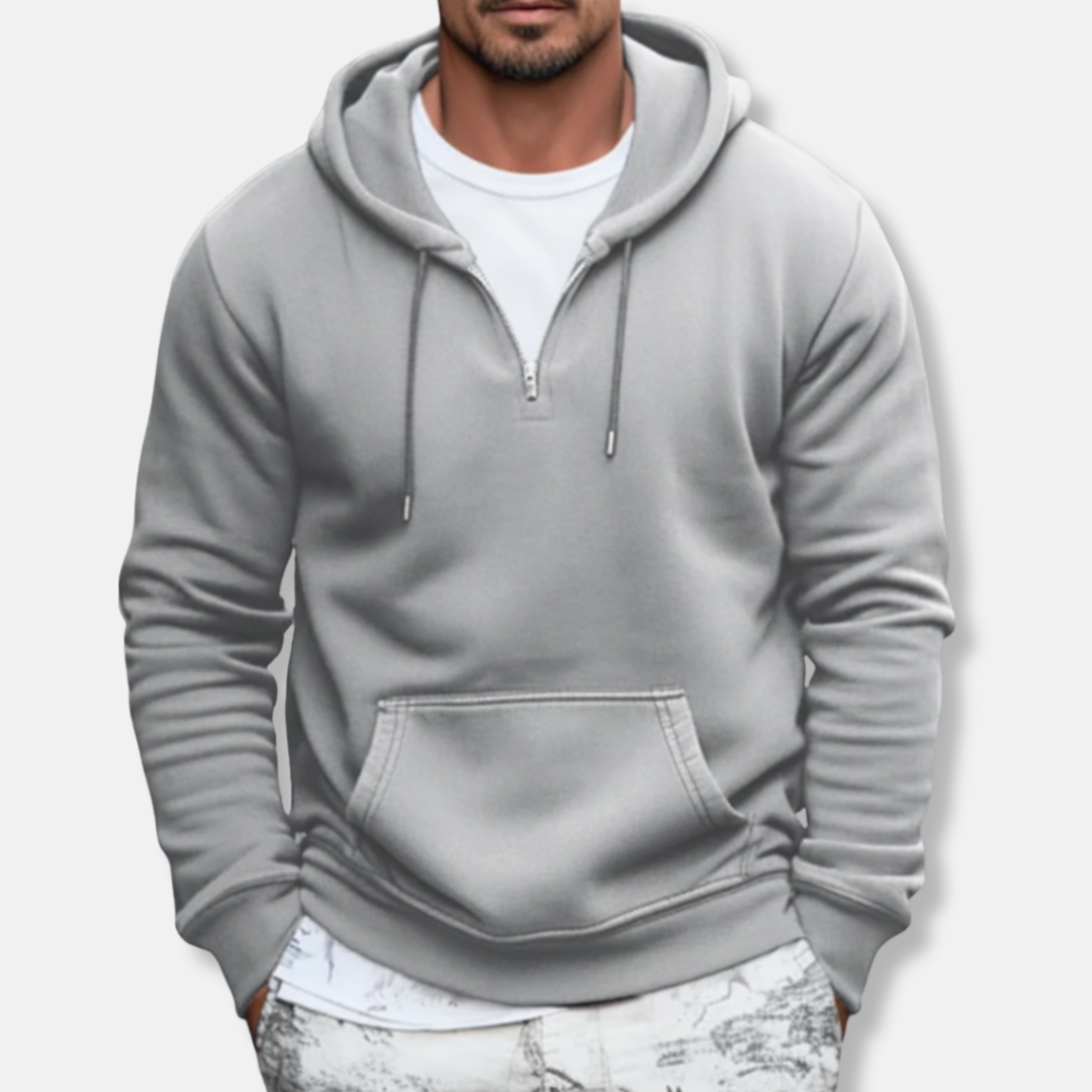 Men’s Hoodie – Relaxed Fit – Quarter Zip – Kangaroo Pocket Casual Wear
