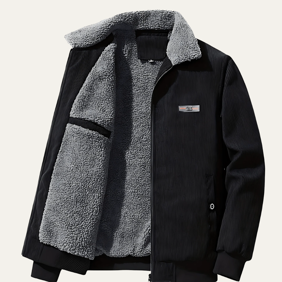Men’s Corduroy Shearling Collar Zip Jacket