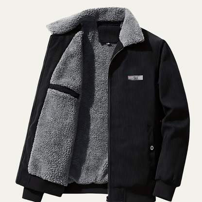 Men’s Corduroy Shearling Collar Zip Jacket
