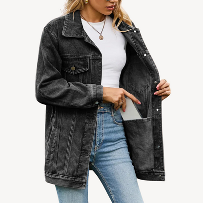 Denim Button-Up Jacket for Women