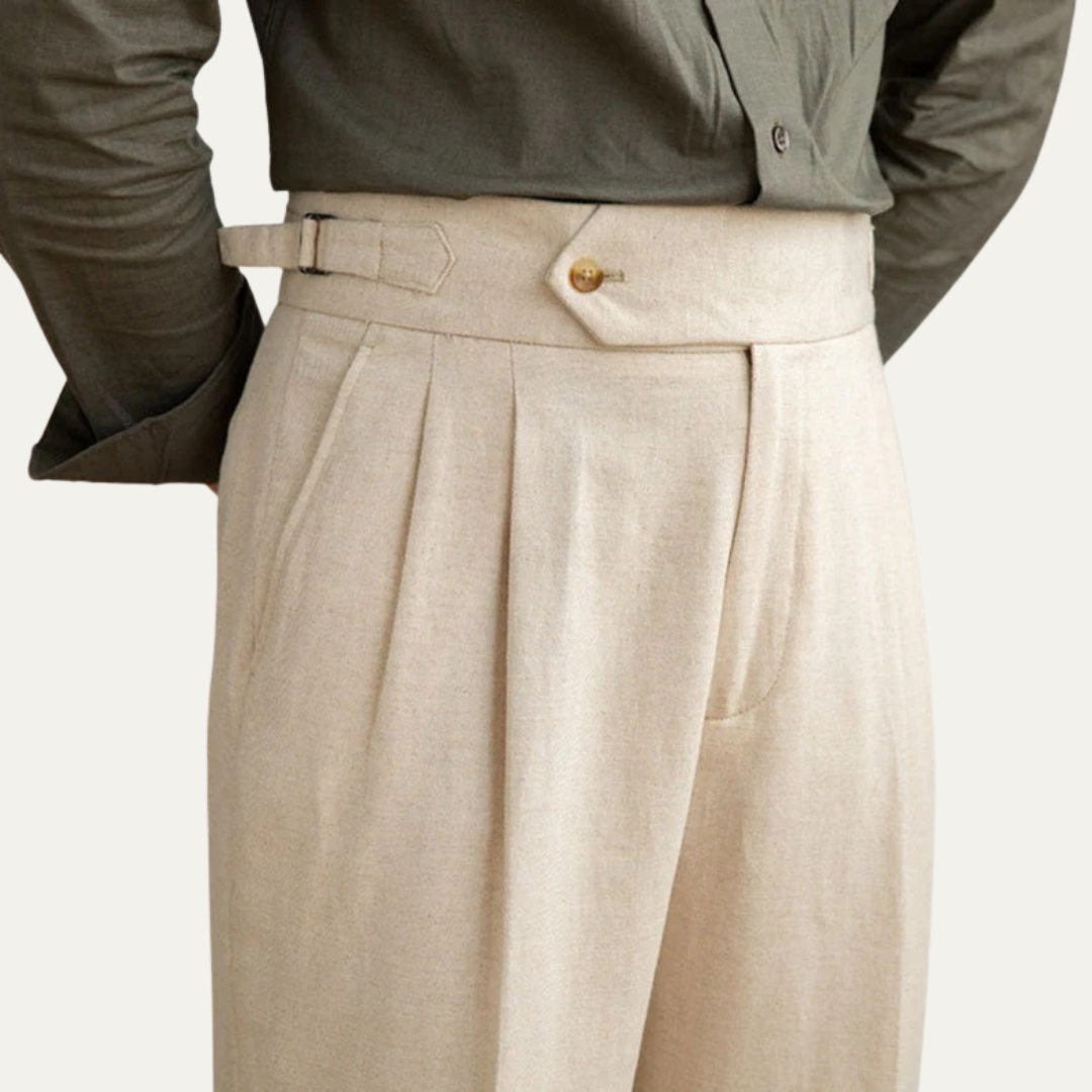 Men’s High-Waist Pleated Summer Chinos