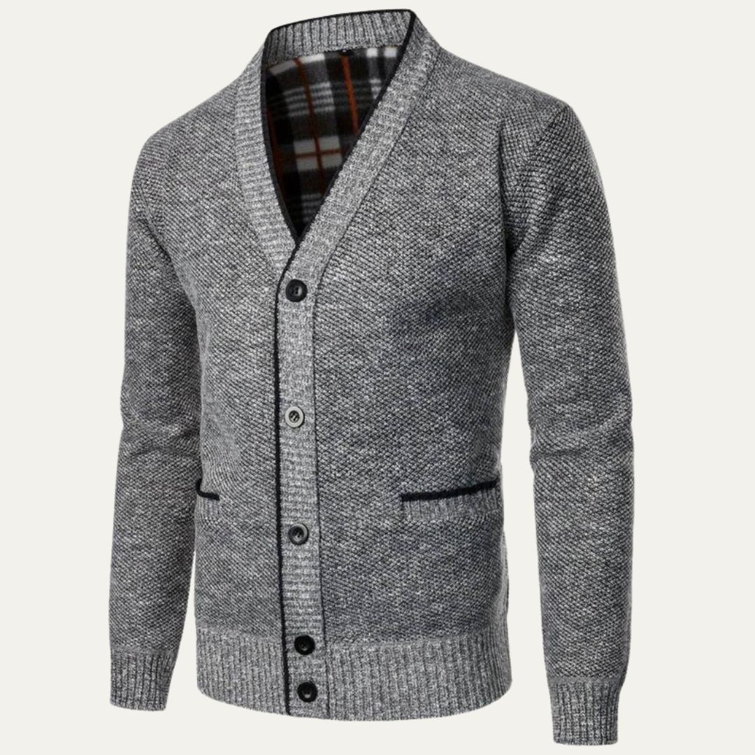 Men’s Textured Knit Shawl Collar Cardigan