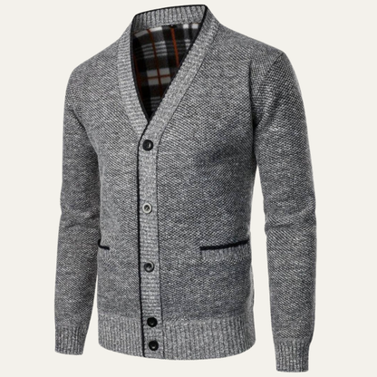 Men’s Textured Knit Shawl Collar Cardigan