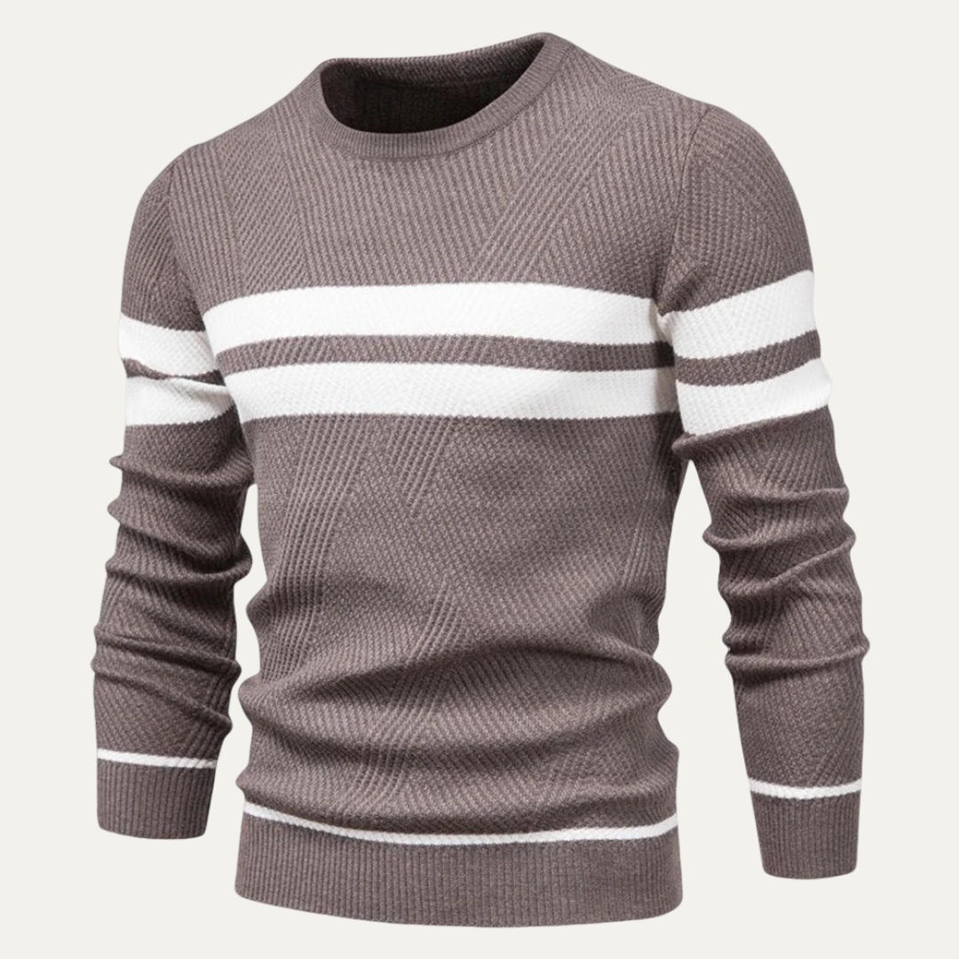 Men’s Double Stripe Textured Knit Sweater