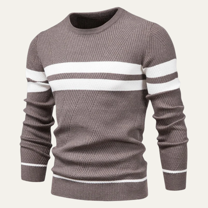 Men’s Double Stripe Textured Knit Sweater