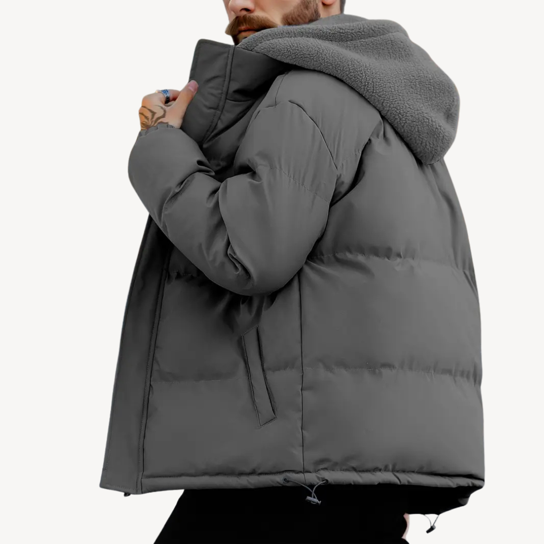 Sherpa-Lined Hooded Puffer Jacket Men