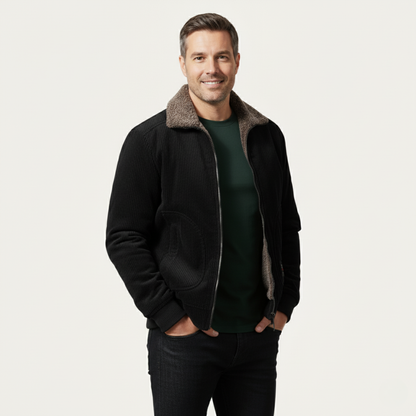 Men’s Cable Knit Long Sleeve Polo Sweater