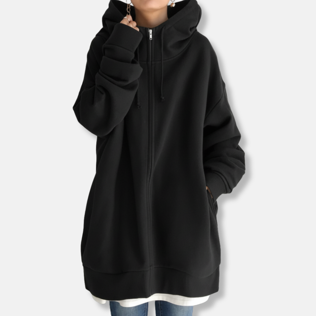 Women’s Hoodie – Oversized Fit – Zip Front – Long Sleeve Casual