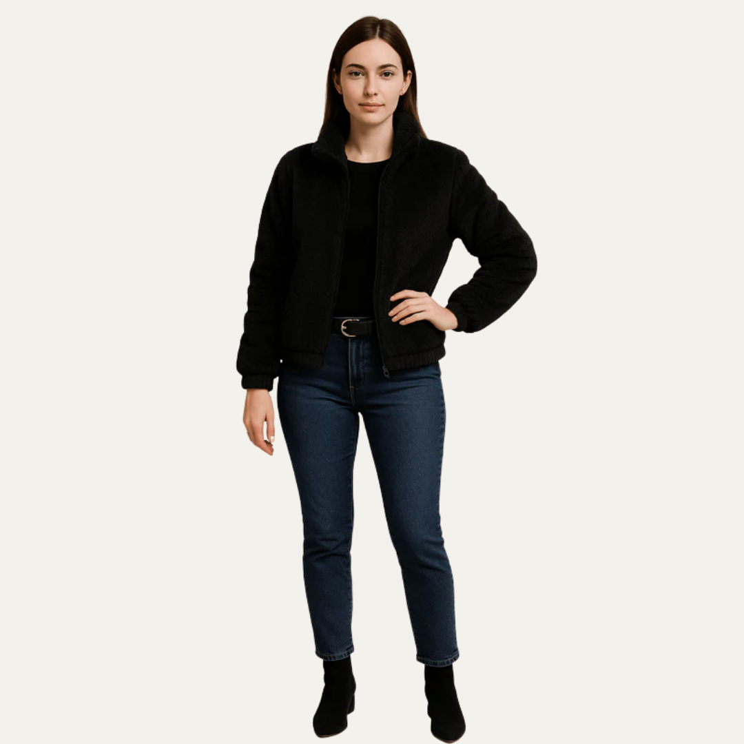 Women’s Plush Cropped Teddy Bomber