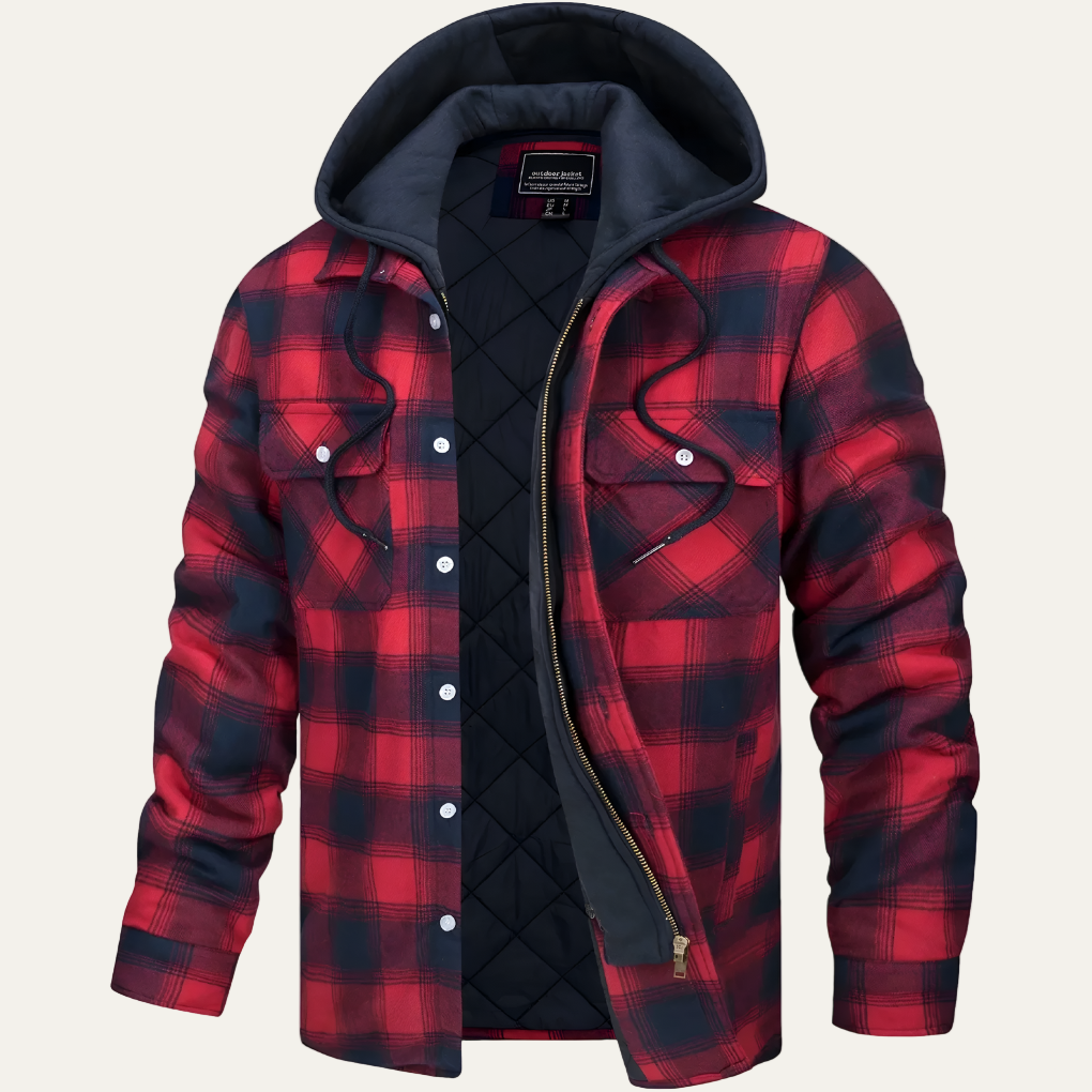 Men’s Versatile Plaid Flannel Jacket with Removable Hood