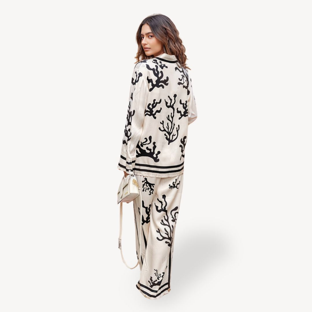 Coral Print Pajama Set Women