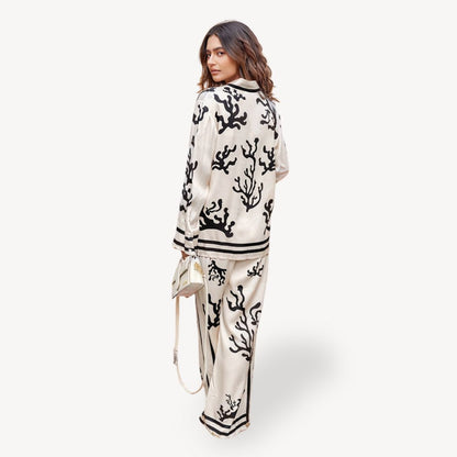 Coral Print Pajama Set Women