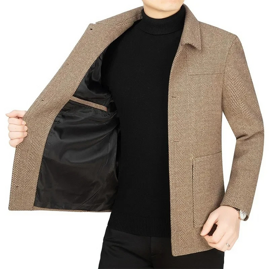 Classic Fit Mens Blazer with Textured Pattern - BritishElegance
