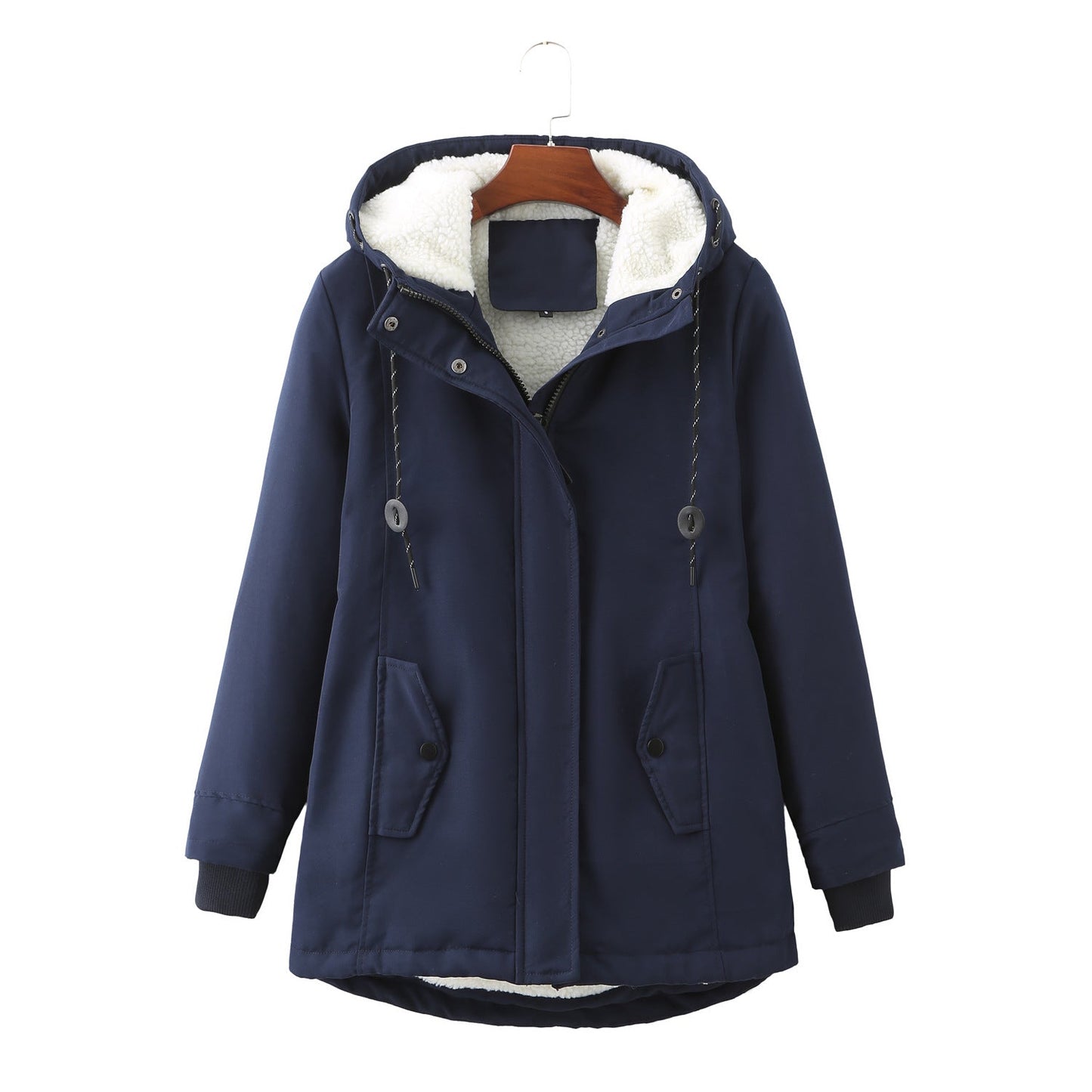Warm Women's Parka Jacket with Fleece Hood