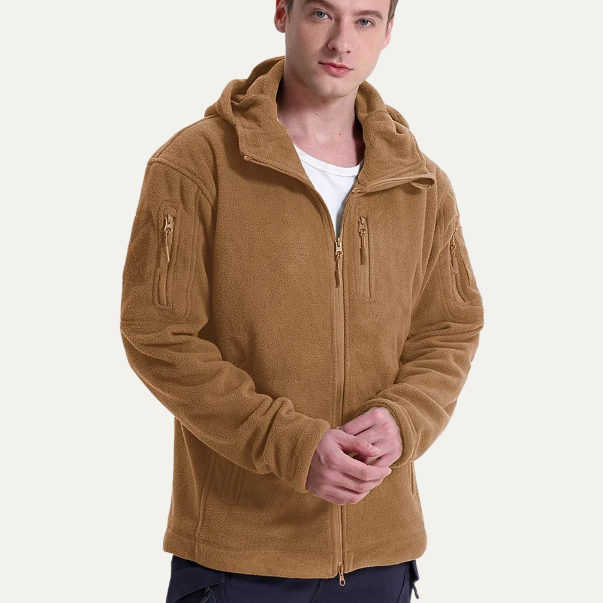 Men’s Color Block Tactical Quarter Zip Fleece Jacket