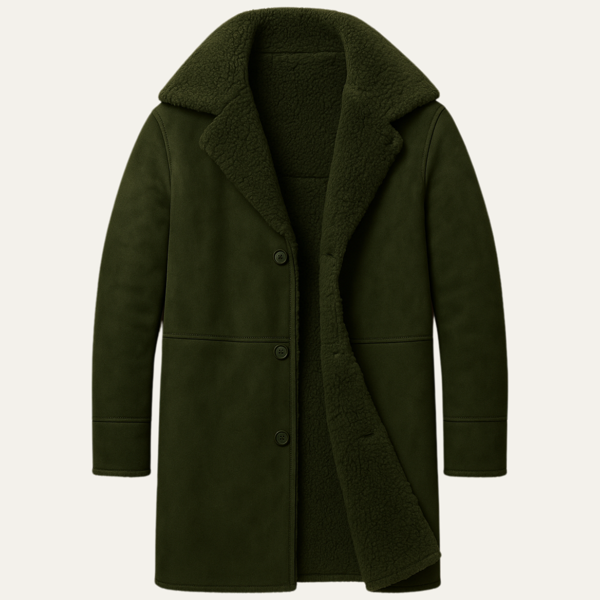 Men’s Long Line Suede Coat with Shearling Lining