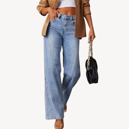 Women's Blue Denim Wide Leg Jeans