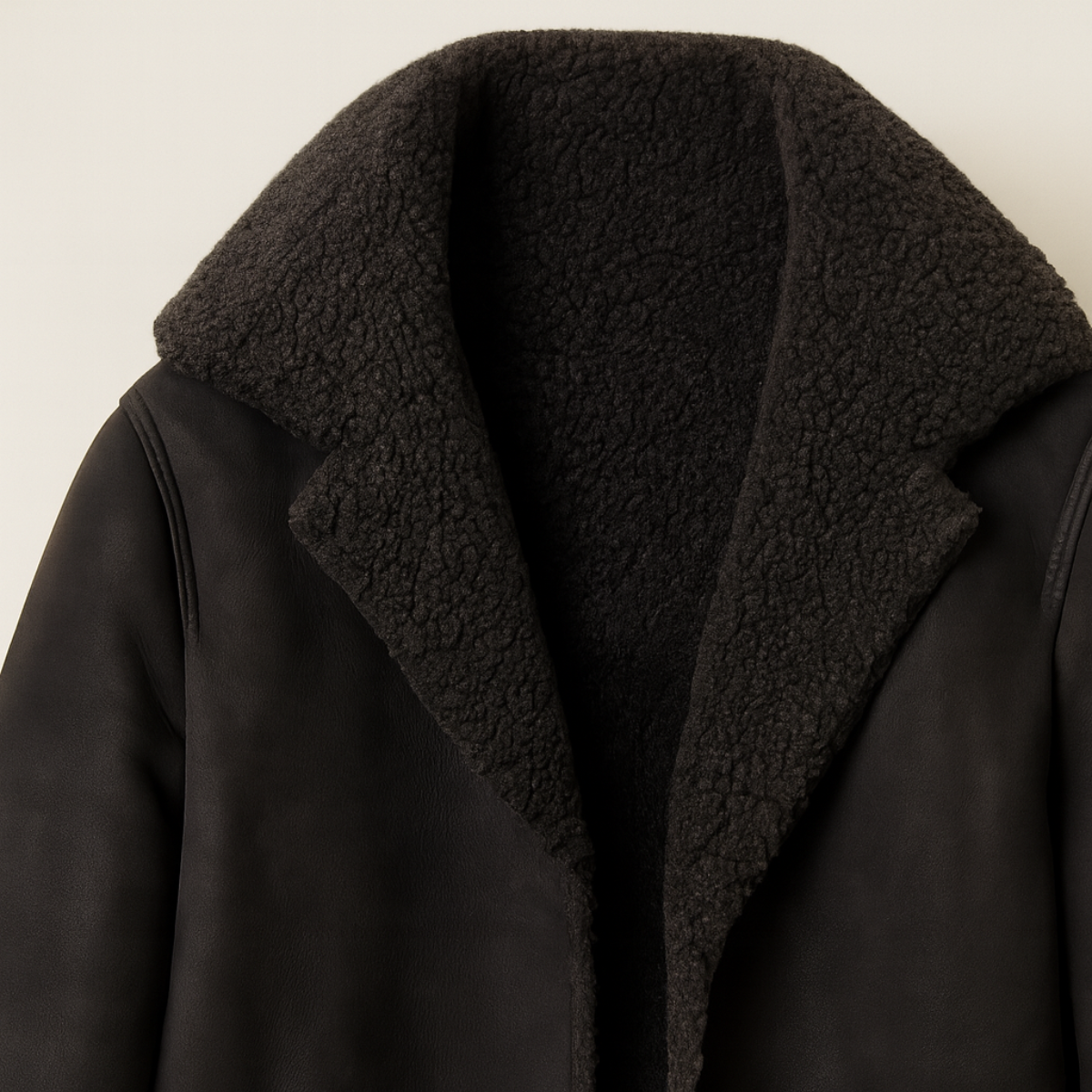Men’s Long Line Suede Coat with Shearling Lining