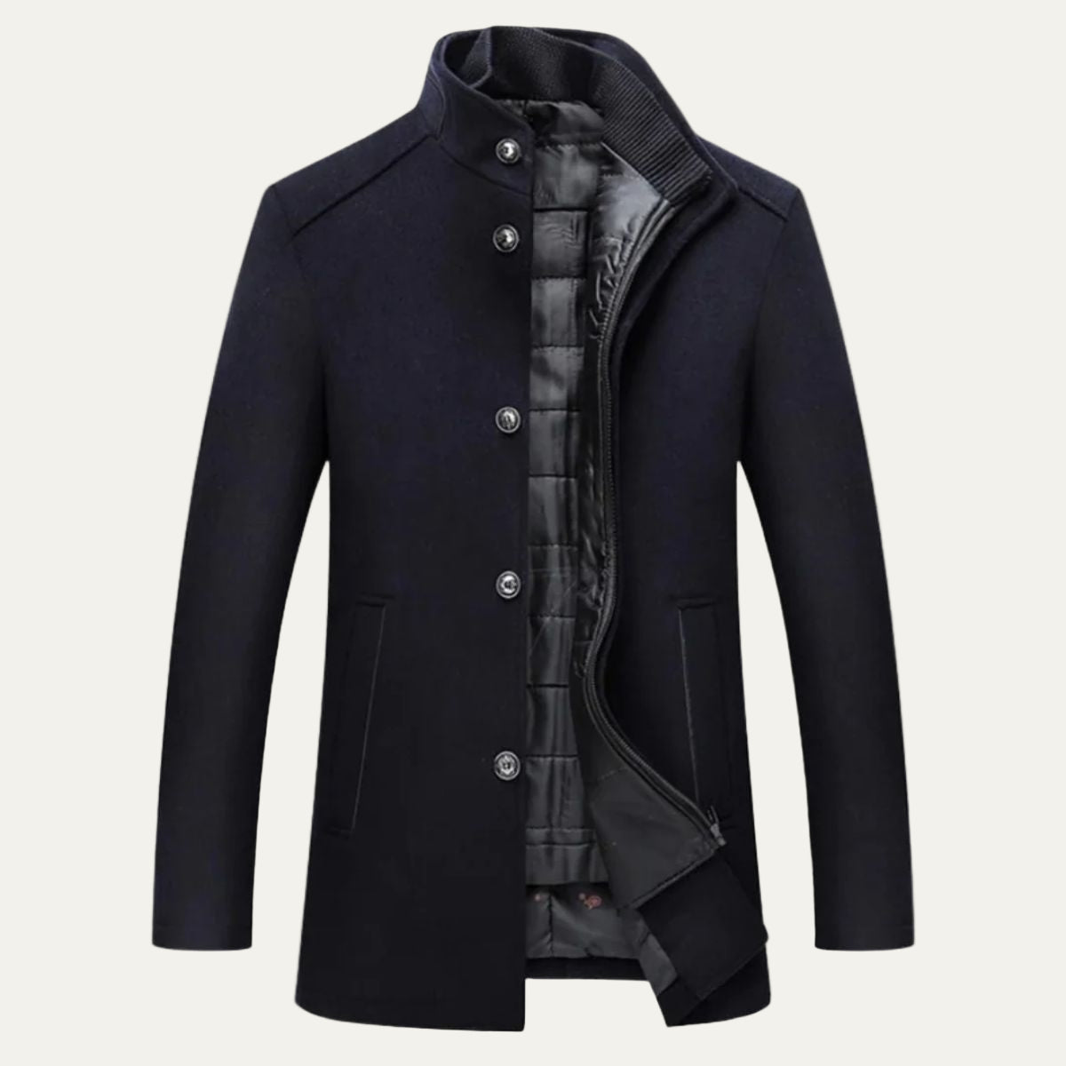 Men’s Double Layer Light Coat with Quilted Inner Vest