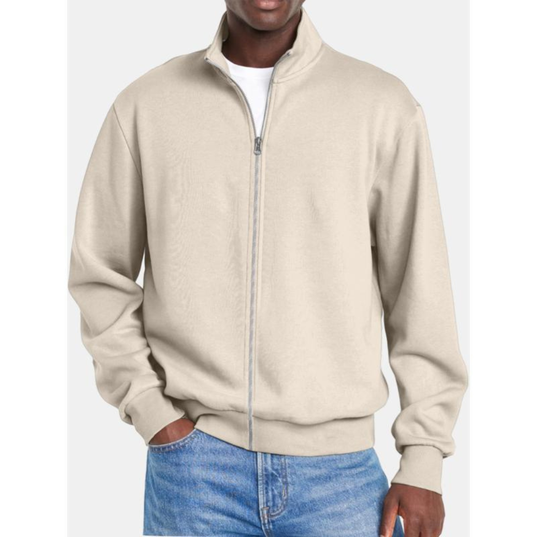 Men’s Classic Full Zip Stand Collar Sweatshirt Jacket