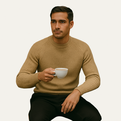 Men’s Raglan Sleeve Wide Ribbed Knit Sweater