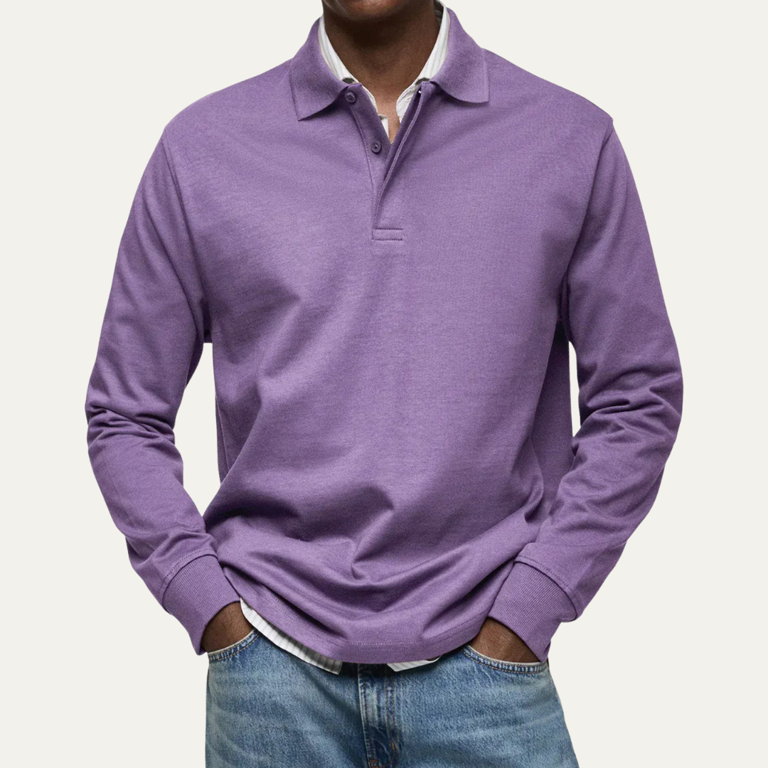 Men’s Long Sleeve Polo in Heavy Jersey Knit