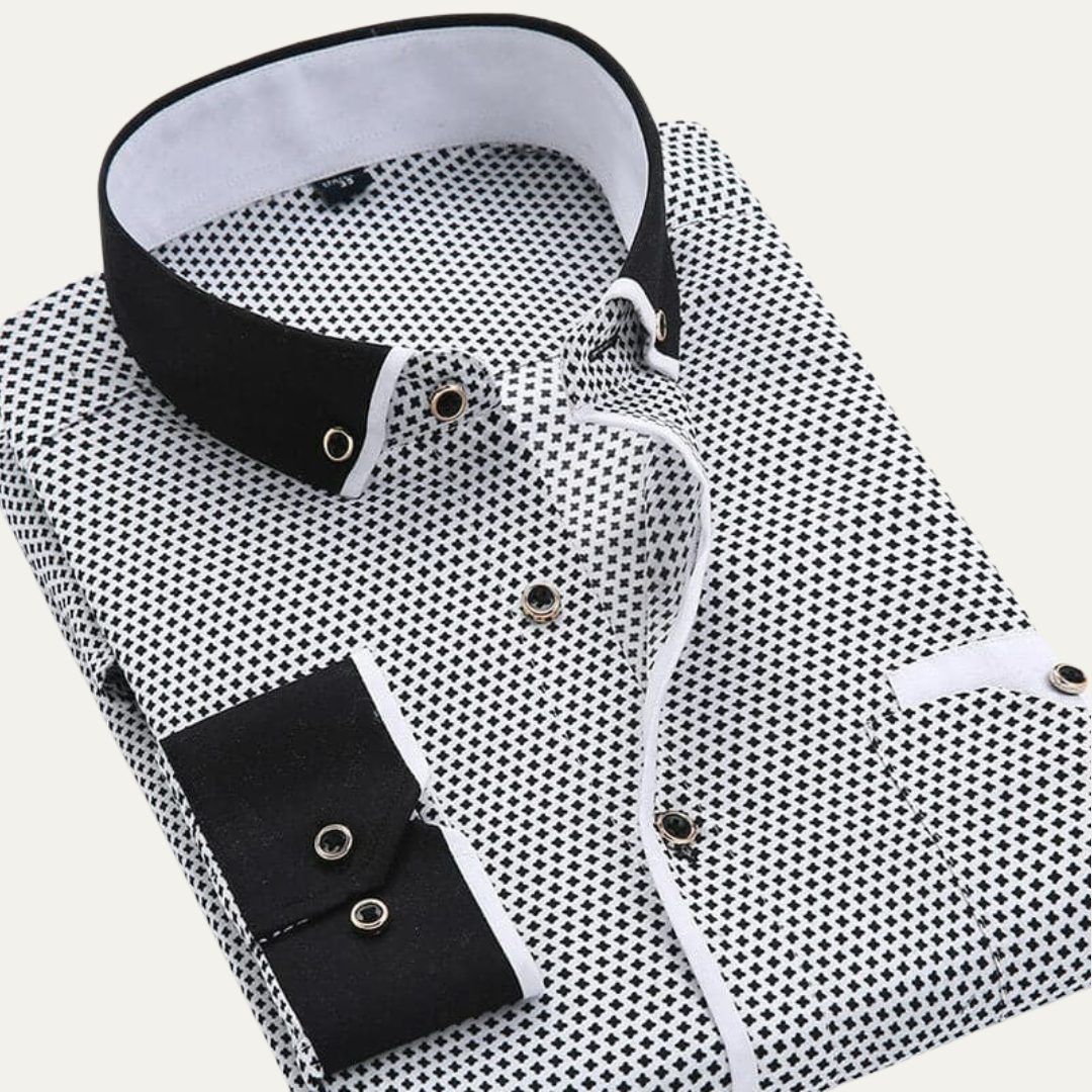 Men’s Micro Pattern Contrast Collar Dress Shirt