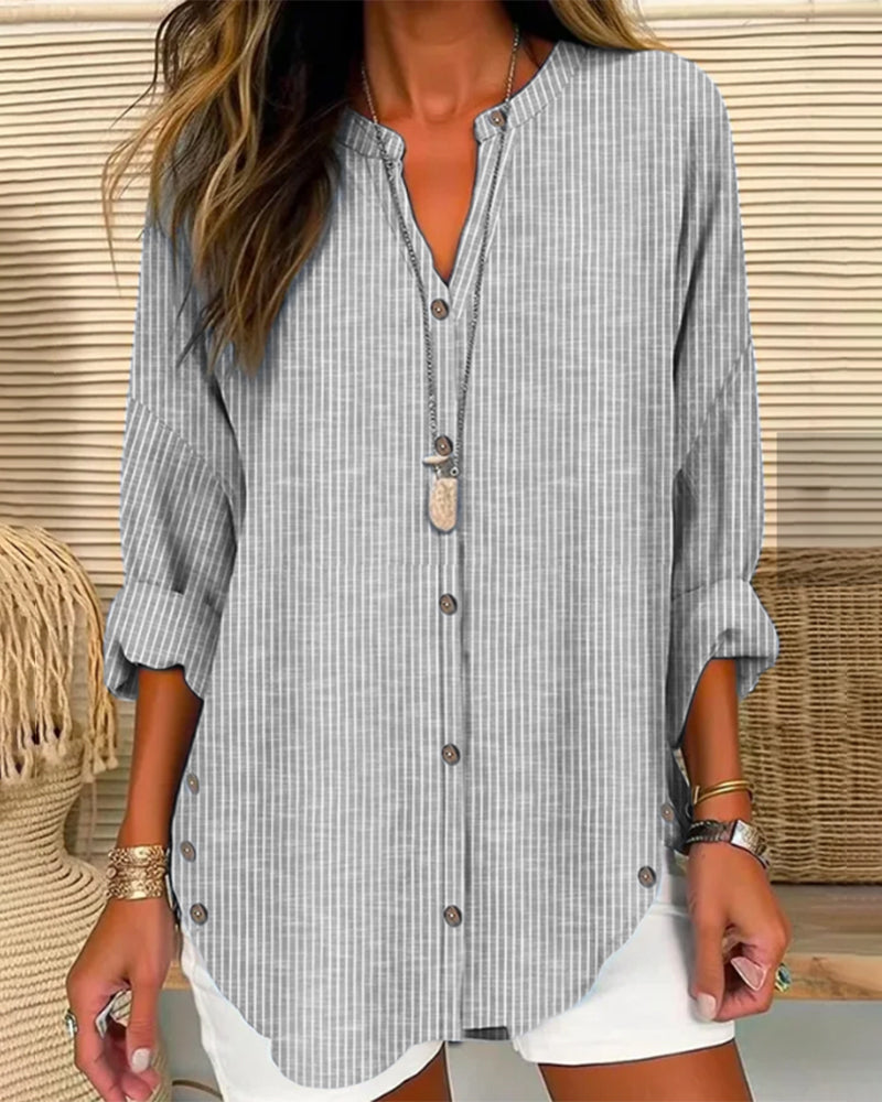Relaxed Fit Casual Long Sleeve Women's Blouse Shirt
