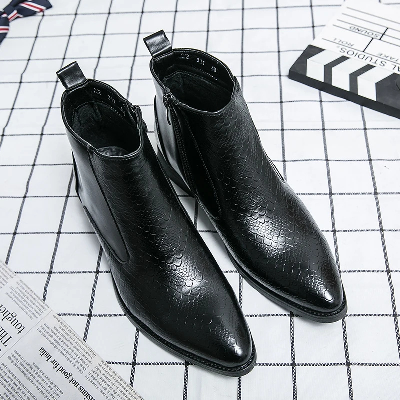 Men's Synthetic Leather Zip Boots