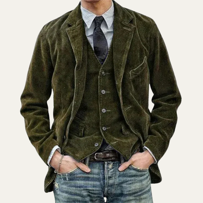 Men’s Tailored Corduroy Two Button Blazer