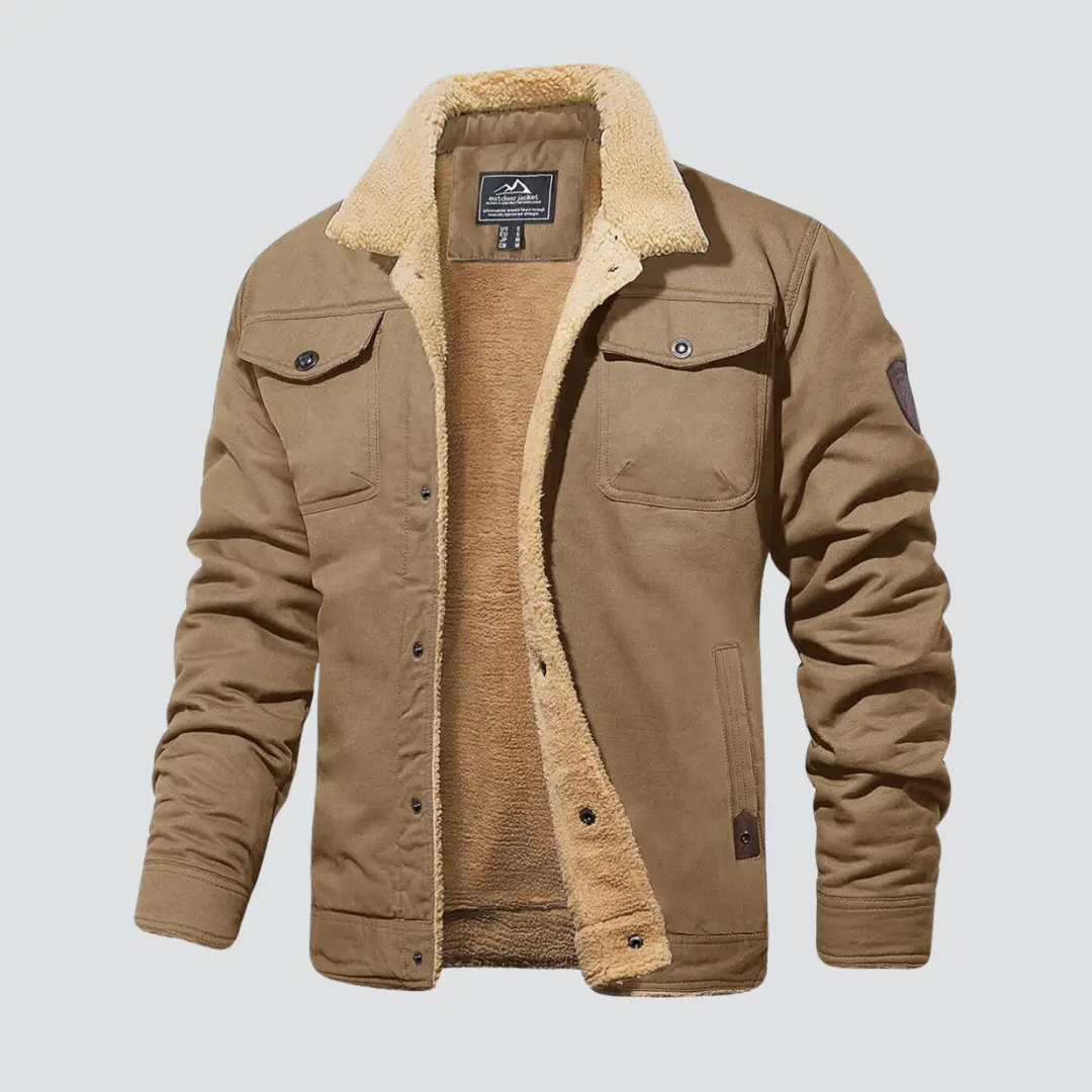 Men’s Sherpa-Lined Jacket | Warm Winter Coat with Classic Collar
