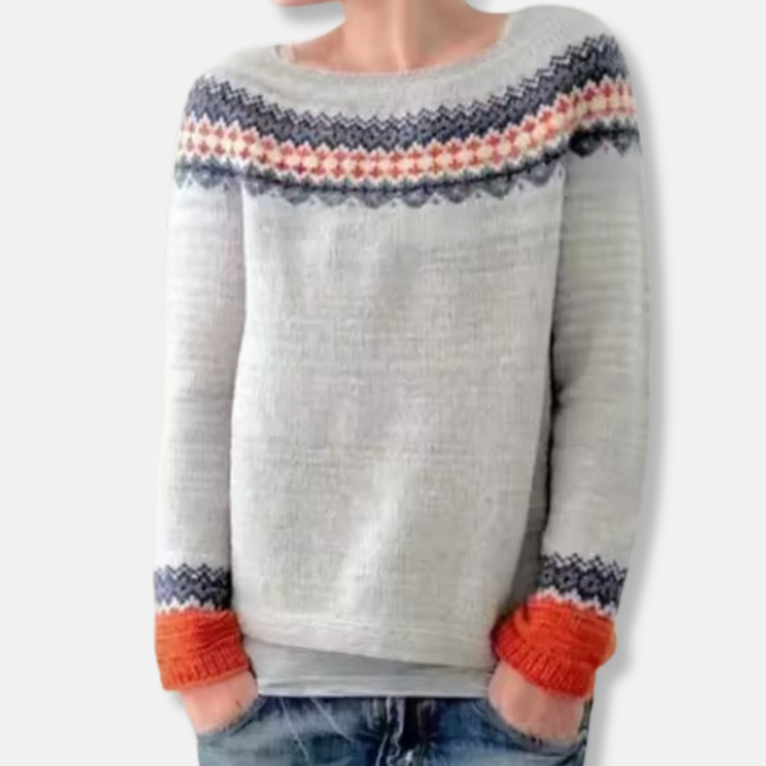 Isla Relaxed Fit Sweater | Ombre Tree Print Casual Sweater