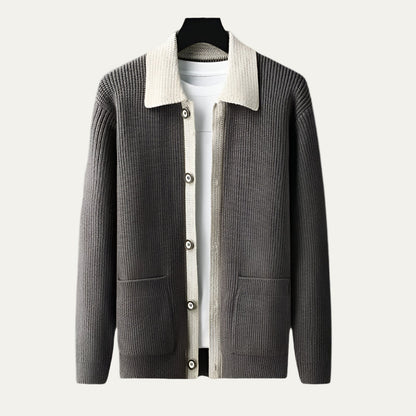 Men’s Contrasting Shawl Collar Button Front Cardigan