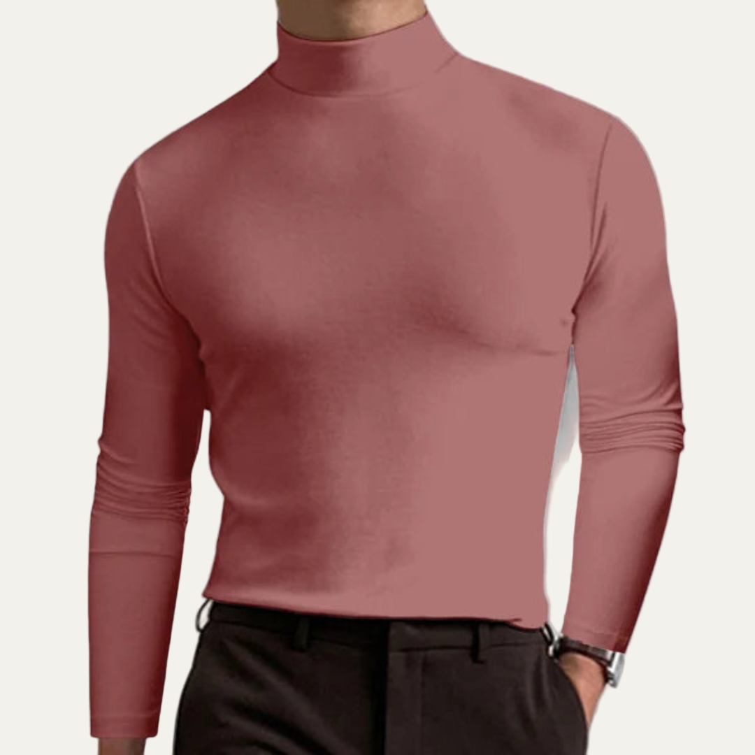 Men’s Solid Mock Turtleneck Long Sleeve Shirt