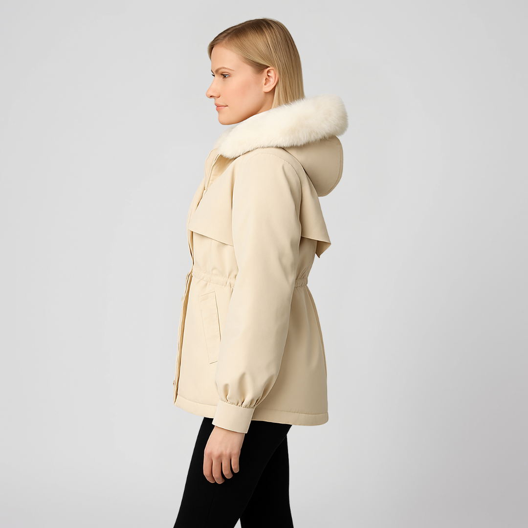 Neriva | ArcticGlam Coat - Fashionable Winter Wear Featuring a Cozy Fur Hood