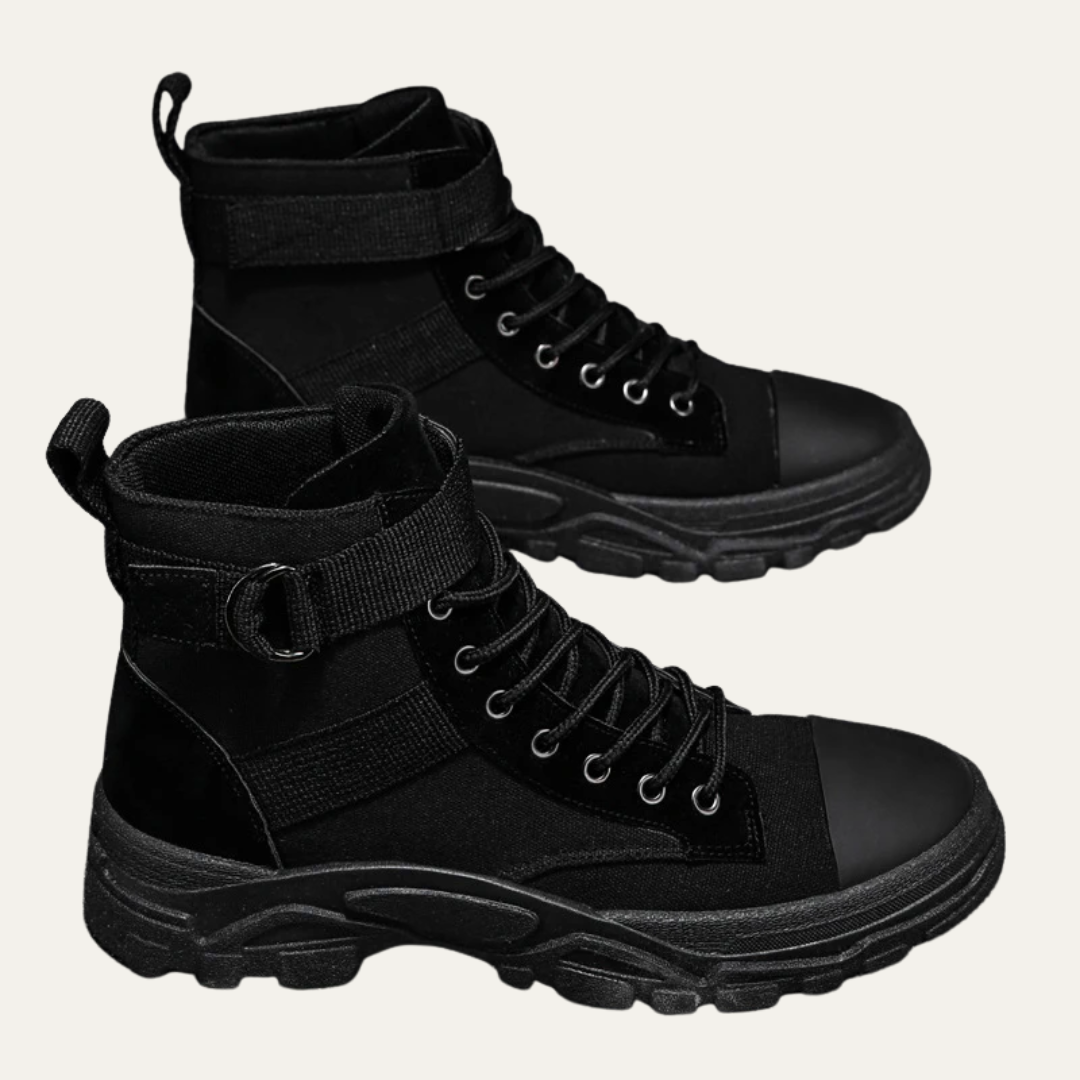 Men’s High Top Utility Boots with Strap Detail