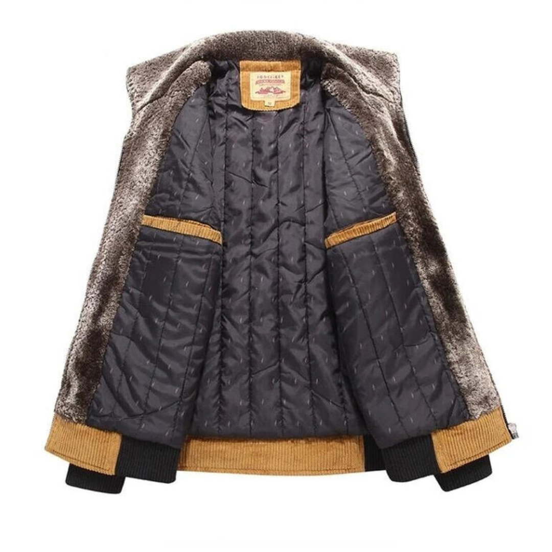 Men’s Corduroy Bomber Jacket with Plush Collar