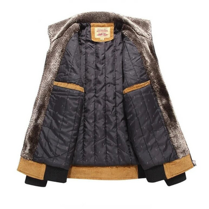 Men’s Corduroy Bomber Jacket with Plush Collar