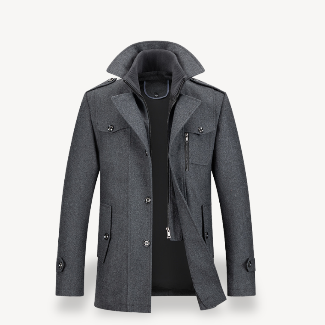 Double-Breasted Wool Blend Coat Men
