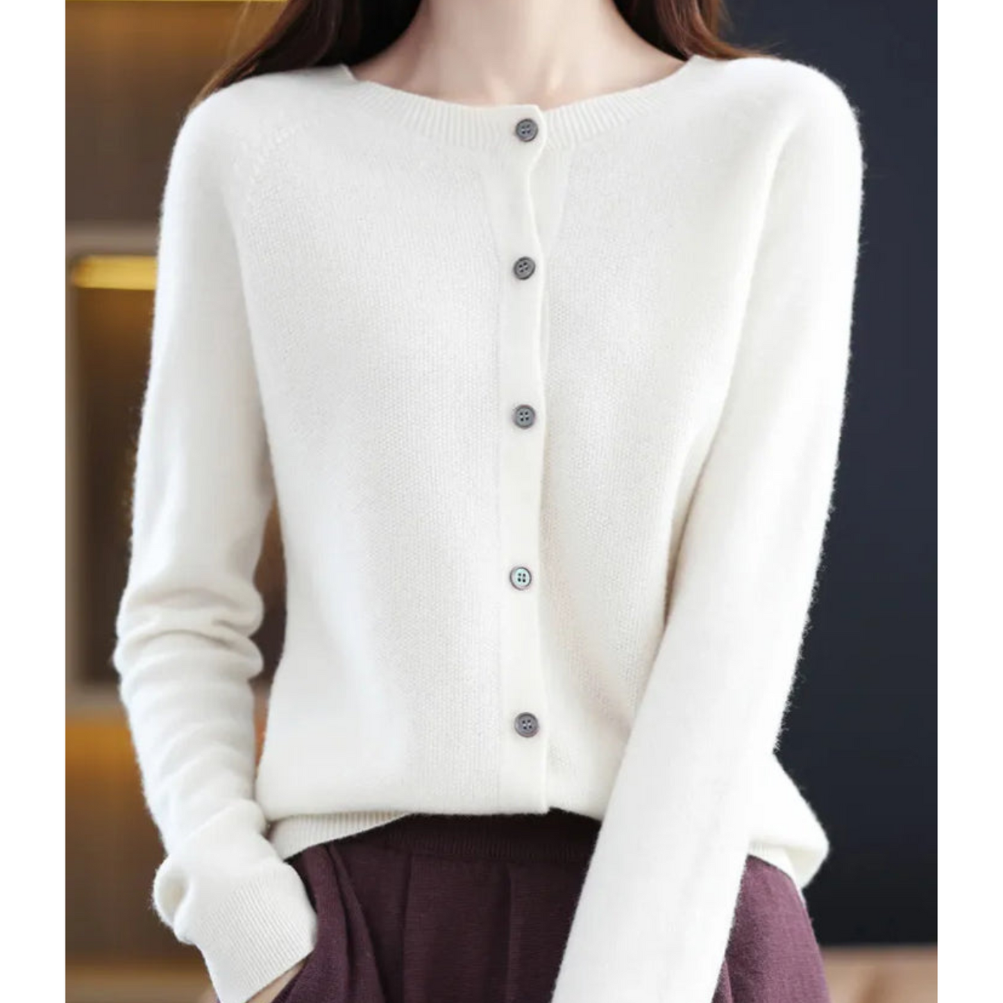 Soft Crew Neck Winter Cardigan Sweater